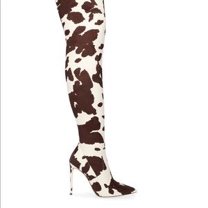 Steven Madden Cow print high knee boots